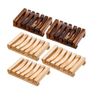 Platos de jabón de madera de bambú natural Plato Bandeja Caja Caja Caja Ducha Lavado de manos Jabones Titulares C0922