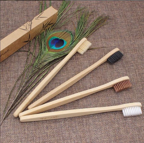 Ensemble de brosse à dents en bambou naturel Softs soies charbon de bois blanchiment des dents brosses à dents en bambou doux dentaire gsh