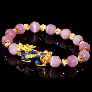 Bracelet de perles naturelles pierre d'opale pour hommes femmes 10mm Pixiu Feng Shui richesse bonne chance Bijoux Bijoux goutte perlée, brins