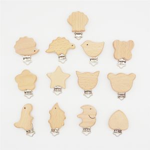 Naturel Hêtre Bois Animal Dummy Sucette Chaîne Clips DIY Dentition Bébé Anneau De Dentition Bijoux Accessoires Multi Modèles