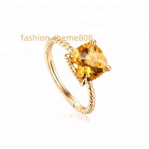 Anillo de citrino de plata esterlina vermeil dorado con piedras preciosas naturales para mujer