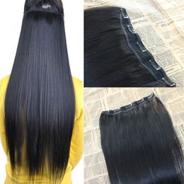 Naturel Noir # 1B One Piece Clip dans les Extensions de Cheveux Vierge Cheveux Humains Slik Straight Clip Brésilien sur les Extensions Double Trame Cheveux 100g