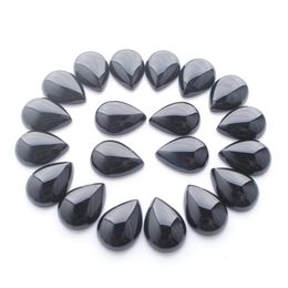 Natuurlijke zwarte agaat edelstenen traan 1x18 mm cabochon geen gat losse kralen voor doe -het -zelf sieraden maken oorbellen armbanden ketting ringen accessoires U3045