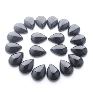 Agate noire naturelle pierres précieuses larme 13x18mm Cabochon sans trou perles en vrac pour la fabrication de bijoux à bricoler soi-même boucles d'oreilles bracelets collier bagues accessoires U3045