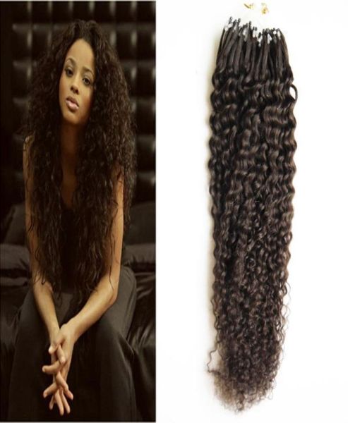 Extensiones de cabello con micro cuentas rizadas negras naturales 100g cabello virgen peruano micro loop rizado 1gs 100s micro loop 1g curly3565605