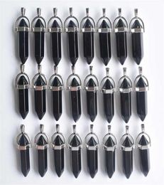 Natural Black Obsidian Bullet Shape Charms Point Chakra Penndants for Bijoux Making 24pcslot Whole 2110145708724