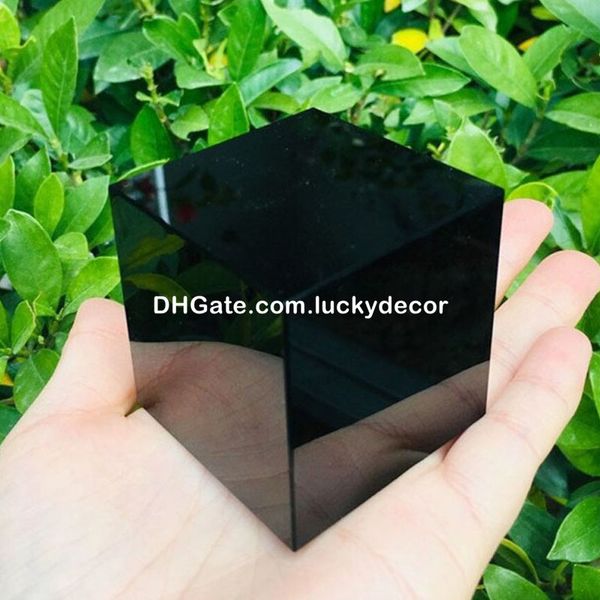 Cube d'obsidienne noire naturelle, cristal de guérison, quartz cubique, verre volcanique poli, carré, purification d'énergie, décoration d'intérieur, cadeau de pendaison de crémaillère réfléchi