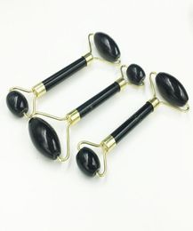 Natural Obsidiana Natural Jade Roller Massaje de cristal Gua Sha Set Real Jade Facial Lifting Tool Face Massorger6549505