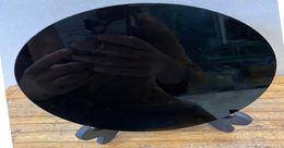 Miroir naturel d'obsidien de pierre d'obsidien noir Miroir Fengshii pour décoration de bureau à domicile Reiki guérison Crystal Stone1539988