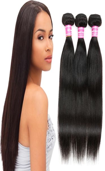 Extensions de cheveux humains vierges droits noirs naturels malaisiens péruviens mongols cambodgiens indiens brésiliens tissages de cheveux humains Unpr2425392