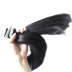 Natuurlijke Black Tape Extension 100% Onverwerkte Braziliaanse Virgin Haar Skin Inslag Haar 200g 80pcs / Set Tape Extensions