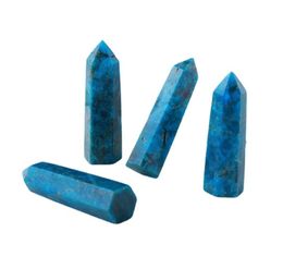 Apatite bleu naturel Single Point Hexagonal Prism Rough Stone Crafts Ornements Capacité Quartz Tower Mineral Healing Wands Reiki 9648985
