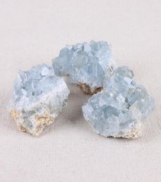 Amas de cristaux minéraux de guérison en célestite bleue naturelle, pierres précieuses irrégulières, décoration de la maison, spécimen de guérison en cristal 35cm8372195
