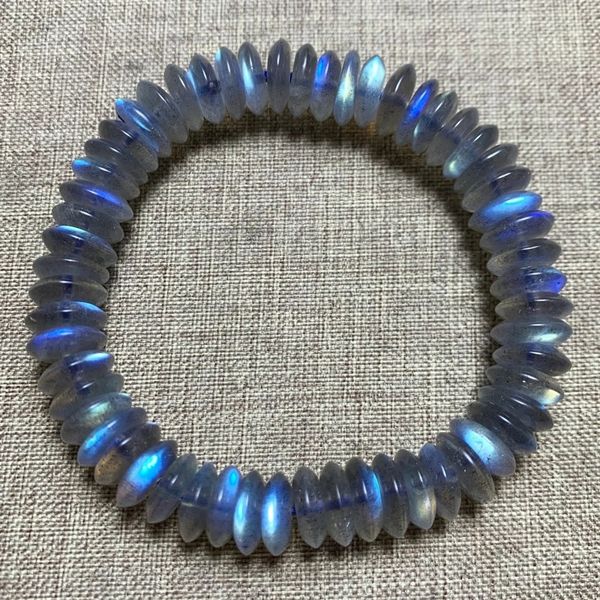 Labradorite bleu naturel Clear Abacus Beads Bracelet Femmes hommes 7 mm 8 mm jaune labradorite Moonstone Stone Aaaaa 240402