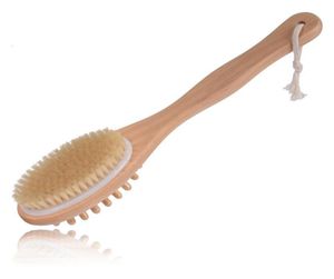 Brosse de bain et de corps en bois en poils de sanglier naturels, brosse arrière avec manche Long, exfoliante pour la peau, 9467519