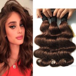 Natural Brown Menselijk Haar Weave Body Wave # 4 Donkerbruin Mink Braziliaanse Menselijke Haar Bundels 3 stks Kavel Chocolade Bruin Body Wave Hair Wefts