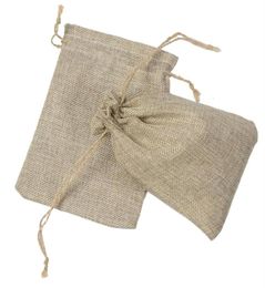 Natuurlijke jute tassen snoepjes cadeauzakken trouwfeest voorkeur voor zak jute Hessian Drawstring Sack kleine bruiloft gunst cadeau 50pc jute pouc3452505