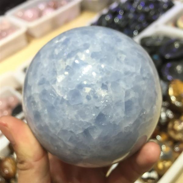 Boule de sphère de cristal de Quartz de Célestite naturelle guérissant le cristal 100% naturel par Handwork266u