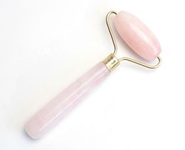 Chakra naturel Quartz Rose sculpté Reiki cristal guérison Gua Sha beauté rouleau unique bâton de masse faciale avec alliage plaqué or 3726210