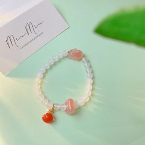 Calcédoine naturelle chaîne perlée Bracelet perle Agate Jade lapin Bracelet tout à envoyer petite amie cadeau chaîne