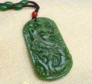 Natuurlijke Chinese Groene Jade Dragon Hanger Ketting Mode Accessoires Charm Jadeite Sieraden Gesneden Amulet Geschenken voor vrouwen Mannen