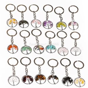 Perle de pierre de puce naturelle 30mm ronde arbre de vie porte-clés sac voiture porte-clés pendentif porte-clés