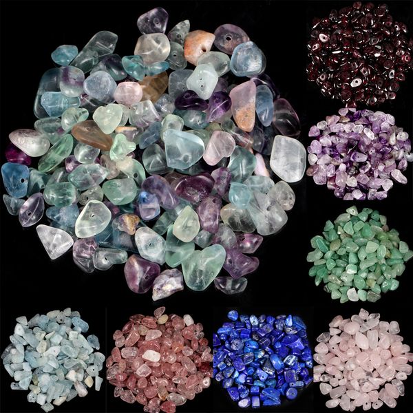 Puces naturelles perles de pierre de gravier perles de grenat d'améthystes de fluorite verte irrégulière pour la fabrication de bijoux accessoires de collier de bracelet à bricoler soi-même