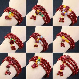 Bracelet de cinabre naturel fabriqué à la main avec plusieurs boucles à la mode violet or sable boucle de sécurité bracelet fille Bouddha perle bracelet