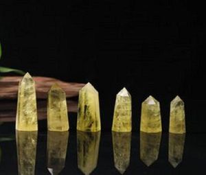 Tour de cristal de citrine naturelle, ornement d'art, chakra minéral, baguettes de guérison, pierre d'énergie Reiki, pilier de Quartz à six côtés magique wa5250126