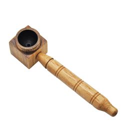 Natural Classic Handmade Wood Fumer Pipe 138 mm en bois Fumer Bowl Bol de bois de tabac à base de tabac à base de plantes à la main pour fumer à la main Pi9808547