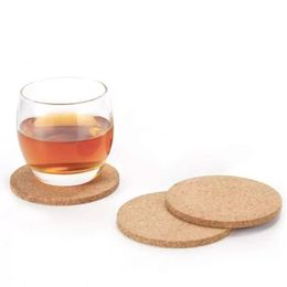 Tapete para taza de café Natural, posavasos de corcho resistente al calor de madera redonda, tapete para bebida de té, decoración de mesa RRE14706