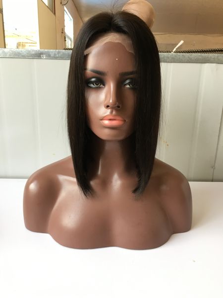 couleur naturelle 2 4 pour les femmes charmantes courtes bob perruques brésilien indien malaisien remy cheveux raides avant de lacet perruques de cheveux humains