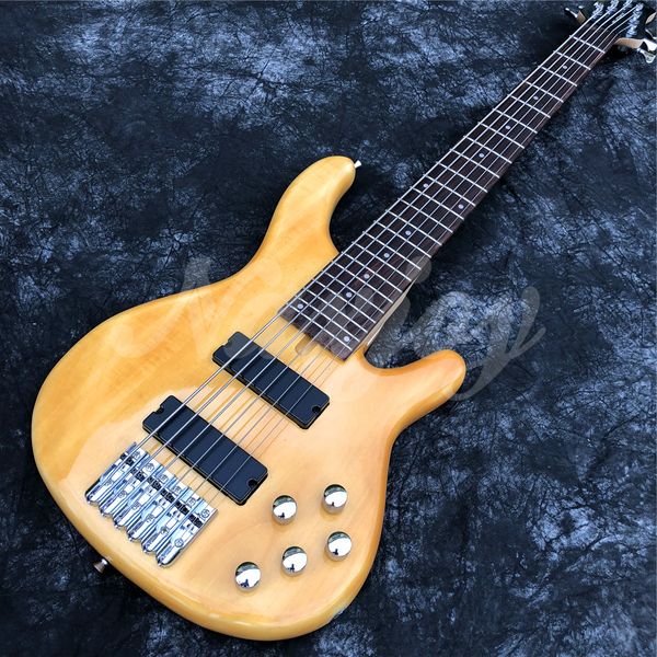 Guitare basse électrique de couleur naturelle 6 cordes, ramassage actif bon basse de quincaillerie, vraies photos, en stock