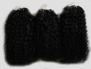 Natuurlijke kleur afro kinky krullend micro loop hair extensions 300g Mongools kinky krullend haar Micro Link Hair Extensions Menselijk 300s4368068