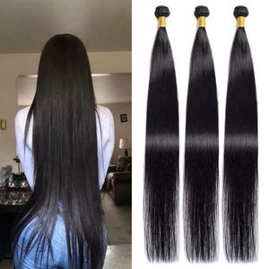 Natuurlijke Kleur Brazilian Hair Weave Bundels 30 32 34 36 38 40 Inch Straight Remy Menselijk Haar Bundels Virgin haar Weave Extension