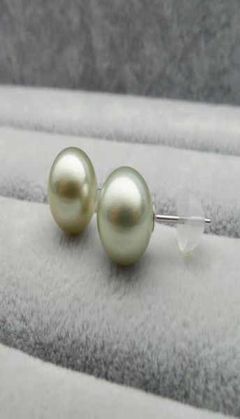 Pendientes tipo botón con perlas de Tahití auténticas de color natural, oro blanco de 18 quilates, 995mm1526874