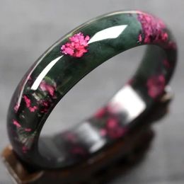 Pulsera de jade tallada a mano de color natural, joyería de moda para mujer, brazalete redondo de jadeíta, accesorios de regalo 240311