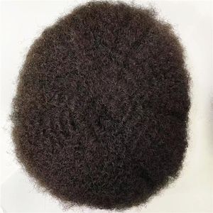 Cheveux vierges humains indiens de couleur naturelle attachés à la main PU base vague de 6 mm de remplacement masculin pour les hommes noirs en Amérique livraison express rapide