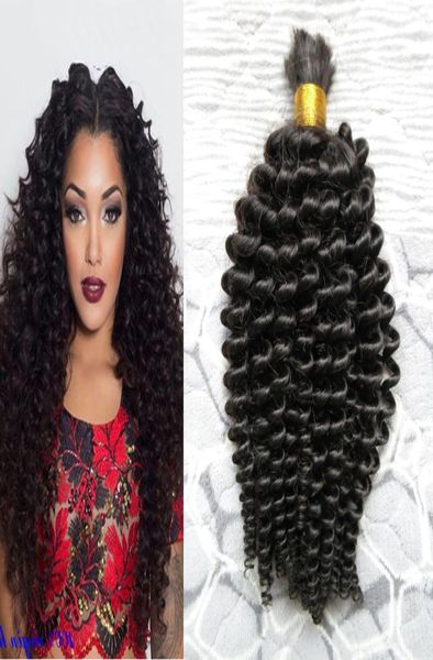Color natural Mongol pelo rizado suelto 100 g cabello trenzado humano a granel 1 unids afro rizado cabello humano a granel 2756233