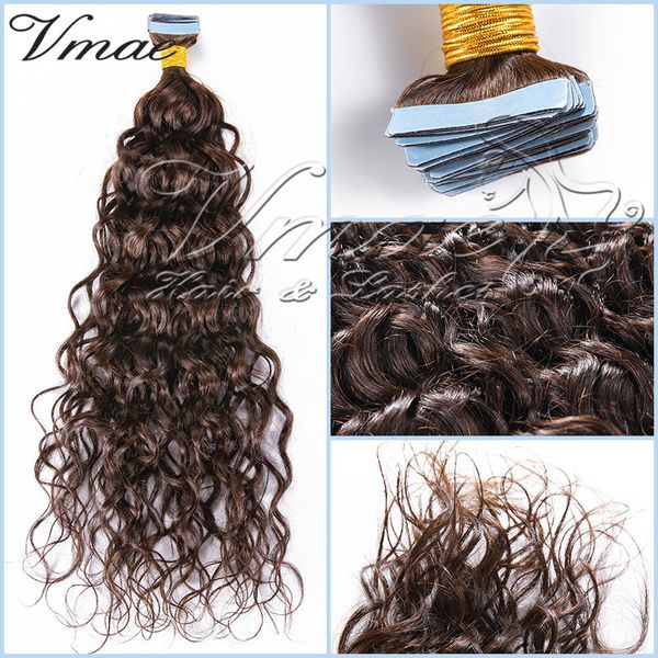 Cinta de color natural en seda Recta Onda 4A 4B 4C Afro Kinky Curly Brazilian Virgin Remy Extensión de cabello humano