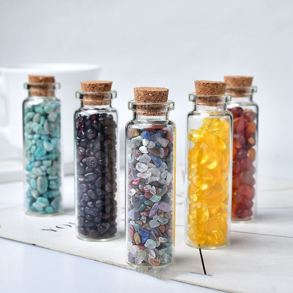 Artisanat de bouteilles à la dérive en gravier de cristal coloré naturel gemme de sept couleurs souhaitant des bouteilles en verre cadeau de fête