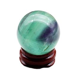 Natuurlijke kleurrijke fluoriet kristallen ball arts ornament chakra genezing reiki quartz familie decoratie ambachten