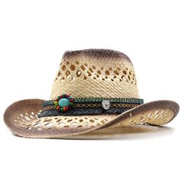 Natuurlijke cowboy 100% hoed dames mannen handgemaakte weefhoeden voor dame tassel zomer westers