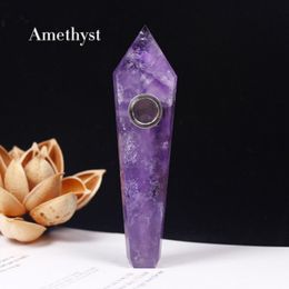 Natural Crystal Amethyst Dream Energy Stone Smoking Pijpen voor Rook Tobacco Gemstone Pipe Tower Quartz Punten met geschenkdoos