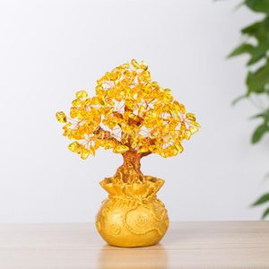 Arbre d'argent bonsaï en cristal naturel, arbre porte-bonheur Feng Shui
