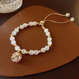 Natuurlijke kristallen armband voor vrouwen witte opaal steen parel mode gelukkige dames sieraden armbanden cadeau