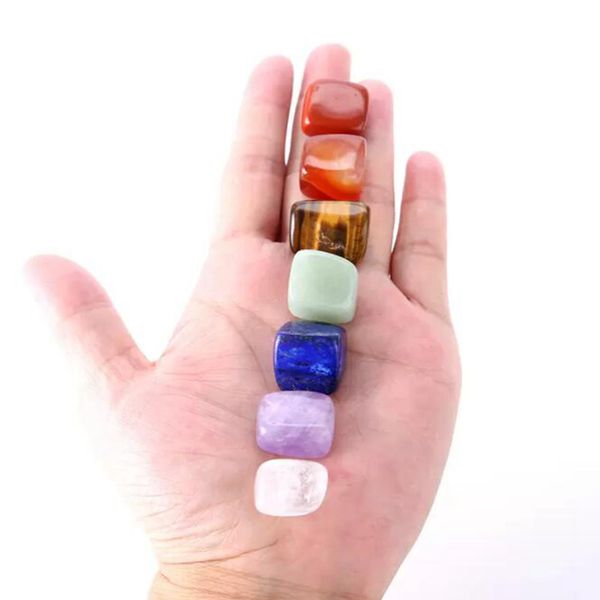 Crystal chakra pierre 7pcs arts et artisanat naturals pierres palmier reiki cicatrisation cristaux gemmstones yoga énergie cadeau