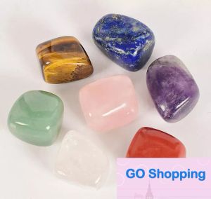 Piedra de Chakra de cristal Natural, juego de 7 Uds. De piedras naturales, cristales curativos de Palma Reiki, piedras preciosas, decoración del hogar, envío gratis al por mayor