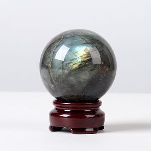 Boule de pierre allongée en cristal naturel ornements d'arts pierre de lune grise boule de jeu de pierres précieuses Chakra Reiki