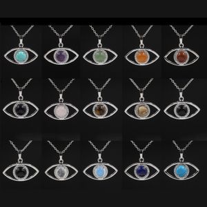 Natuurlijke Crystal Gem Evil Eye Necklace Hanger Kerstcadeau voor Vrouw Meisjes
